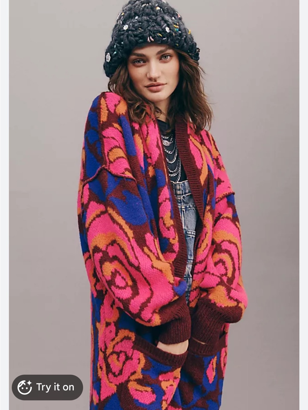 Free People Rare Bloom Oversized Cardi Duster Small